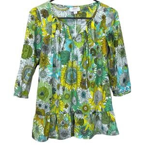 Liberty of London Target Women's Sunflower Peasant Blouse Yellow Green Spring XS